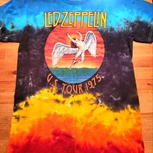 Led Zeppelin U.S. Tour 1975 Tie Dye Men's T Shirt Size Small